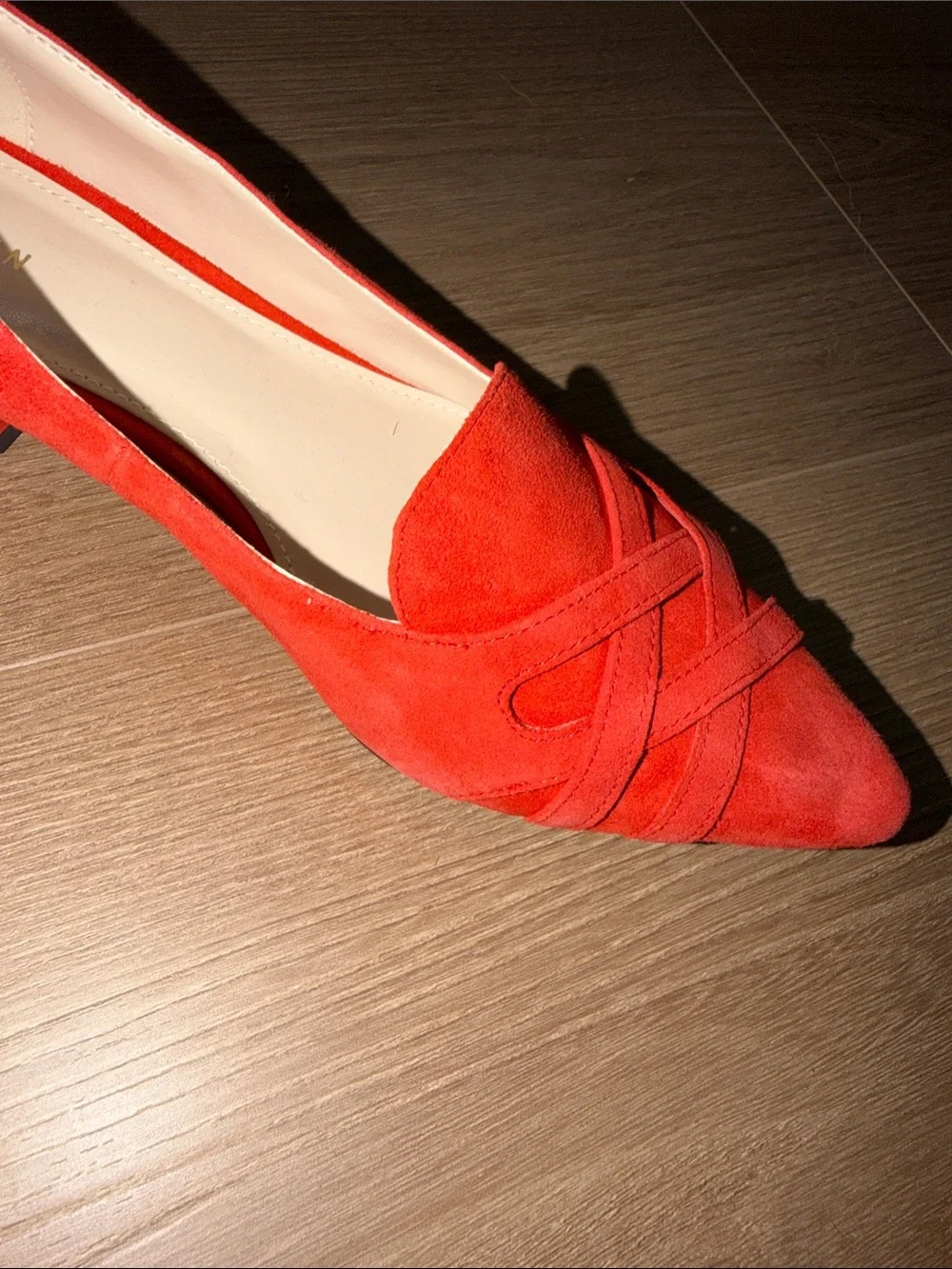 Cole Haan Blakeli Skimmer Red Suede Pointed-Toe Flats
